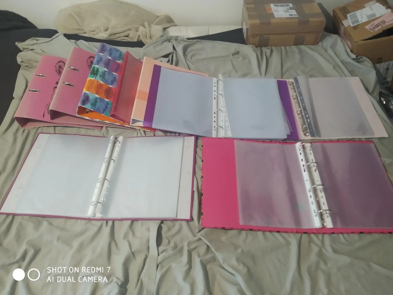 Lot de 13 classeurs + intercalaires + pochettes
